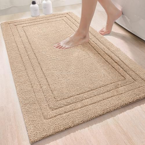 DEXI Badezimmerteppich 60 x 110 cm, weicher Badematte, rutschfest waschbar Badvorleger, Saugfähige Duschvorleger für Badezimmer, Dusche, Beige DEXI Badezimmerteppich 60 x 110 cm, weicher Badematte, rutschfest waschbar Badvorleger, Saugfähige Duschvorleger für Badezimmer, Dusche, Beige von DEXI