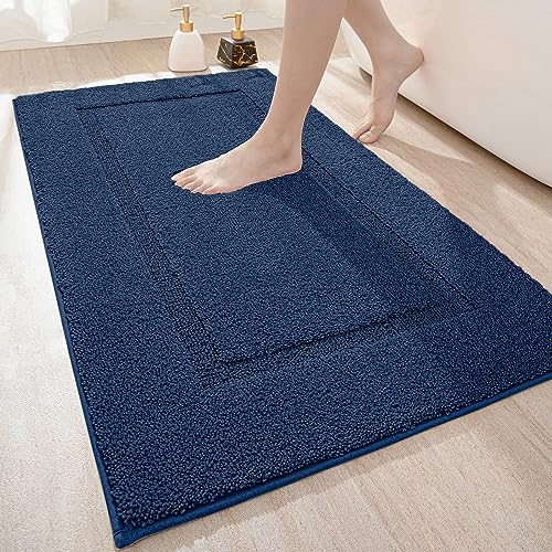 DEXI Badezimmerteppich 60 x 110 cm, Badteppich rutschfest Waschbar, weicher Badematte, Mikrofaser Absorbent Badvorleger, Badematten für Badewanne, Duschraum und Badezimmer - Blau von DEXI