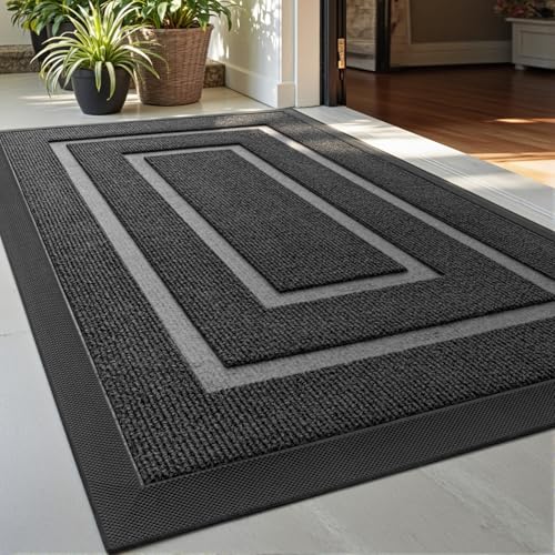 DEXI Fußmatte Außen 40 x 60 cm, rutschfest Fussmatte Waschbar Schmutzfangmatte für Haustür, Robuster Fußabtreter Eingangsteppich Wetterfest Türmatte für Eingang, Aussen und Innen, Rechtecken-grau DEXI Fußmatte Außen 40 x 60 cm, rutschfest Fussmatte Waschbar Schmutzfangmatte für Haustür, Robuster Fußabtreter Eingangsteppich Wetterfest Türmatte für Eingang, Aussen und Innen, Rechtecken-grau von DEXI