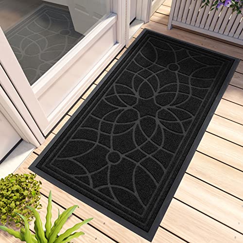 DEXI Fußmatte Außen rutschfest 60×120 cm,Schmutzfangmatte Outdoor Waschbar,wetterfest Fussmatte außen/innen,für Haustür, Balkon oder Terrassentür, Schwarz von DEXI