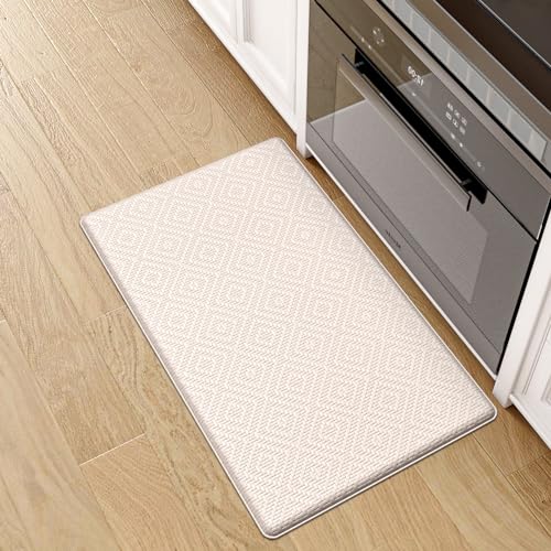 DEXI Küchenteppich Waschbar rutschfest, PVC Küchenläufer mit Ölfest und Wasserdicht, Gummirücken Teppich küche für Esszimmer, Küche, läufer Flur - 44x75cm, Beige von DEXI