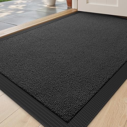 DEXI Schmutzfangmatte Innen, rutschfest absorbierend Fußmatte mit Gummiboden, waschbar dünn Fussmatte Türmatte Fußabstreifer für Eingang, Haustür, Patio, 50 x 80 cm, Grau DEXI Schmutzfangmatte Innen, rutschfest absorbierend Fußmatte mit Gummiboden, waschbar dünn Fussmatte Türmatte Fußabstreifer für Eingang, Haustür, Patio, 50 x 80 cm, Grau von DEXI