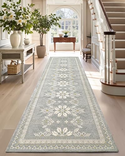 DEXI Teppich Läufer Flur 66 x 213 cm, Küchenläufer Waschbar rutschfest, Leicht Zu Reinigen, Langer Teppichläufer fur Schlafzimmer, Küche, Wohnraum, Grau DEXI Teppich Läufer Flur 66 x 213 cm, Küchenläufer Waschbar rutschfest, Leicht Zu Reinigen, Langer Teppichläufer fur Schlafzimmer, Küche, Wohnraum, Grau von DEXI