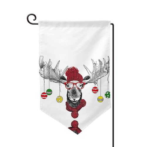 Lustige Weihnachts-Elch-Gartenflaggen, doppelseitig, 30,5 x 45,7 cm, kleine Gartenflaggen für den Außenbereich von DEXNEL