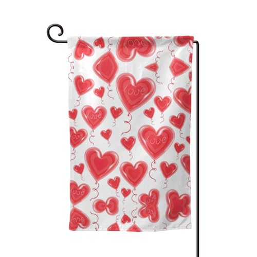 Romantische Gartenflaggen mit rotem Herz, doppelseitig, 30,5 x 45,7 cm, kleine Gartenflaggen für den Außenbereich von DEXNEL