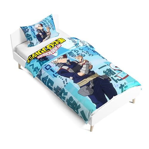 DEXSHUN Anime MHA Bettbezug 2-teiliges Set Manga Midoriya Izuku Toga Himiko Bakugō Katsuki Bettwäsche-Set 3D Digital Print Bettbezug für Kinder Single von DEXSHUN