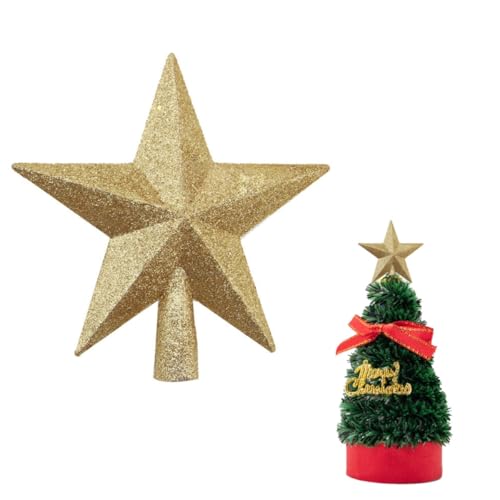 DEXYZZY Weihnachtsbaum Spitze aus Kunststoff, Christbaumspitze in Stern-Form, Spitze für Weihnachtsbaum Stern, Glitzernden Weihnachtsbaum Baum Topper Dekoration, Weihnachtsbaumschmuck (Gold) von DEXYZZY
