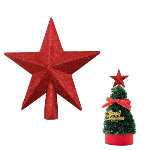 DEXYZZY Weihnachtsbaum Spitze aus Kunststoff, Christbaumspitze in Stern-Form, Spitze für Weihnachtsbaum Stern, Glitzernden Weihnachtsbaum Baum Topper Dekoration, Weihnachtsbaumschmuck (Rot) von DEXYZZY