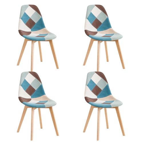 DEYARNA HOME 4er Set Esszimmerstühle aus Stoff, Gepolsterte Küchenstühle mit Beinen aus Buchenholz, Stühle im Skandinavischen Modernen Design für Esszimmer, Küche, Café (Grün) von DEYARNA HOME