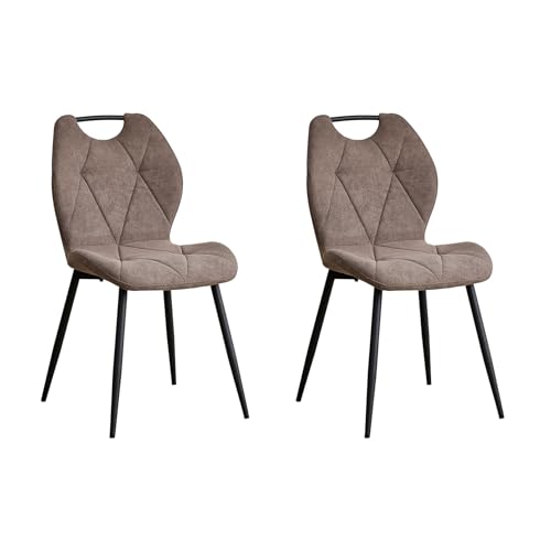 DEYARNA HOME 4er-Set Esszimmerstühle mit Ohrensessel und Griff, Moderner Küchenstuhl aus Stoff mit Metallbeinen für Esszimmer, Schlafzimmer, Wohnzimmer, Wohnung (Braun, 2er-Set) von DEYARNA HOME