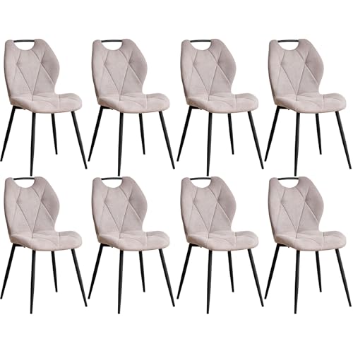 DEYARNA HOME 8er-Set Esszimmerstühle mit Ohrensessel und Griff, Moderner Küchenstuhl aus Stoff mit Metallbeinen für Esszimmer, Schlafzimmer, Wohnzimmer, Wohnung (Khaki) von DEYARNA HOME