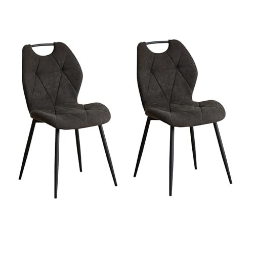 DEYARNA HOME 4er-Set Esszimmerstühle mit Ohrensessel und Griff, Moderner Küchenstuhl aus Stoff mit Metallbeinen für Esszimmer, Schlafzimmer, Wohnzimmer, Wohnung (Schwarz, 2er-Set) von DEYARNA HOME