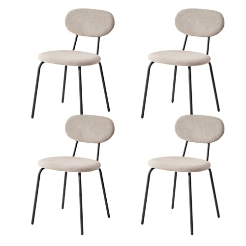DEYARNA HOME 4er Set Stapelbaren Esszimmerstühlen, Moderne Küchenstühle mit Schwarzen Metallfüßen, Ideal für Esszimmer, Wohnzimmer, Konferenzraum (Khaki) von DEYARNA HOME