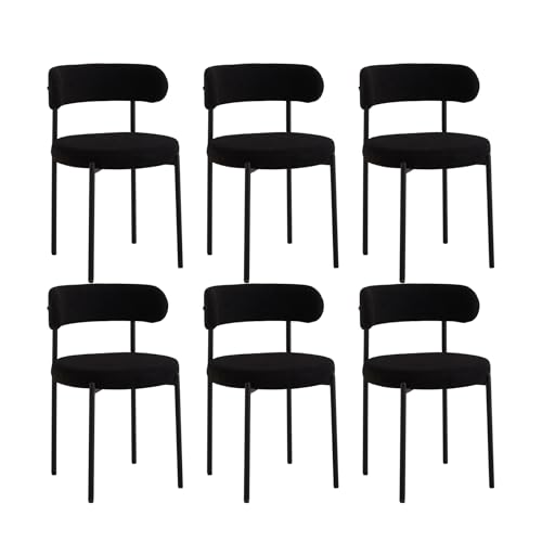 DEYARNA HOME 6er Set Esszimmerstühle, Moderne Küchenstühle mit Metallbeinen und Gebogener Rückenlehne, Runde Polsterstühle für Esszimmer, Küche, Wohnzimmer, Schlafzimmer, Café (Schwarz) von DEYARNA HOME
