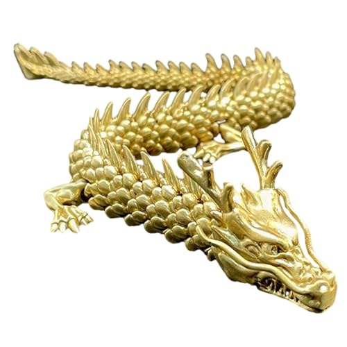 DEYROS Golddrache mit beweglichen Gelenken, 3D-gedruckte Drachengelenke sind flexibel und beweglich, bewegliche Gelenke, Drachenmodellspielzeug, Heimdekoration (S) von DEYROS