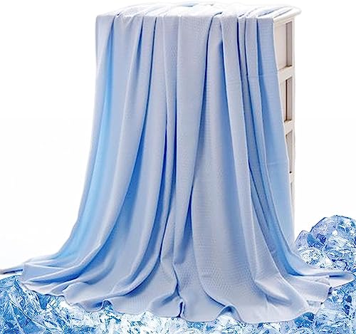 DEYROS Kühldecke Sommer Eisdecken Für Heiße Nächte Kühlende Decke Für Heiße SchläFer Weiche Leichte Sommer Kühldecke Eisdecken Für Heiße Nächte Für Heiße Schläfer Reisedecke 150 * 200cm (blau) von DEYROS