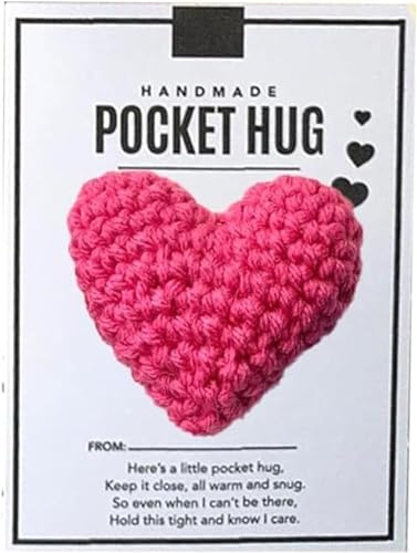 DEYROS Pocket Hug Häkelherz, Mini Häkelherz Umarmung Glücksbringer, Positive Pocket Hug Gift Mutmacher Geschenk Für Valentinstag, Weihnachten Und Erntedankfest (Rot) von DEYROS