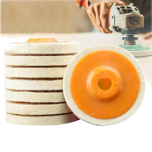 Grindshine Pro Pad, 4 Inch Round Wool Felt Disc Wheel Pad, Wool Felt Polishing Wheel Disc, Buffing Wheel Pad, for 100 Angle Grinder (Orange,10pcs) von DEYROS