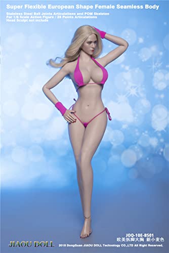 DEZARO 1/6 European Shape Female Seamless Body Action Figure 3rd Generation with Detachable feet and Big Breasts (Not Include Head Sculpt) (JOQ-10E-BS01 White Muscle) von DEZARO