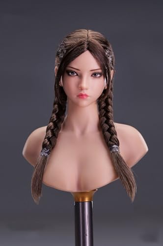 DEZARO 1/6 Scale Female Head Sculpt,Asian Girl Suntan Skin Head Sculpt Carved for 12inch Female PH TBL JO VC Action Figure Body Collection (C) von DEZARO