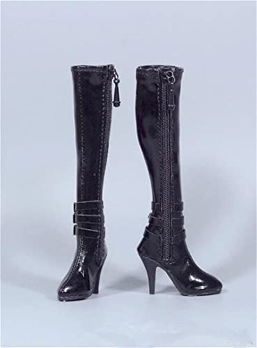 DEZARO 1/6 Scale Female Shoes,High Barrel Boots Hollow Inside Zipper High-Heeled Boots Shoes for 12inch Female PH TBL JO Action Figure Body (Black) von DEZARO