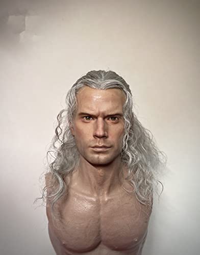 DEZARO 1/6 Scale Male Head Sculpt, Henry Cavill European Man Planted Hair Head Carved for 12inches Action Figure Body (E) von DEZARO