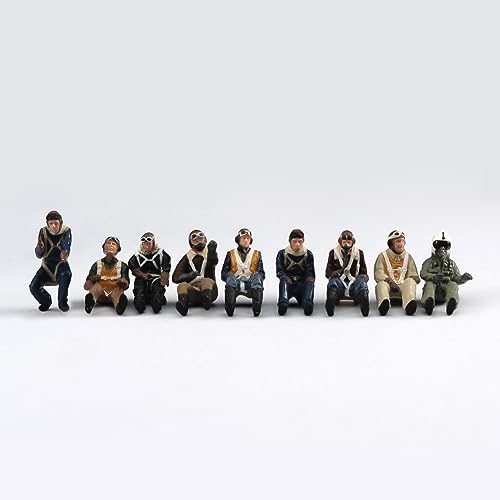 DEZARO 1:48 Scale Miniatures People Figurine WWII Pilot Hand Painted Tiny People Resin Diorama Action Figure for Cars Vehicles Model (9pcs Pilots Set) von DEZARO