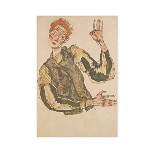 DEZARO Exklusives Kunstmaler Egon Schiele Ästhetisches Poster 38 Leinwand Poster Wandkunst Dekor Druck Bild Gemälde für Wohnzimmer Schlafzimmer Dekoration ungerahmt 30 x 45 cm von DEZARO