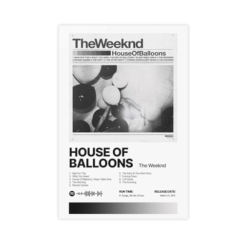 DEZARO House Of Balloons – Musikalbum-Poster, Leinwand, Poster, Wandkunst, Dekordruck, Bild, Gemälde für Wohnzimmer, Schlafzimmer, Dekoration, ungerahmt, 40 x 60 cm von DEZARO