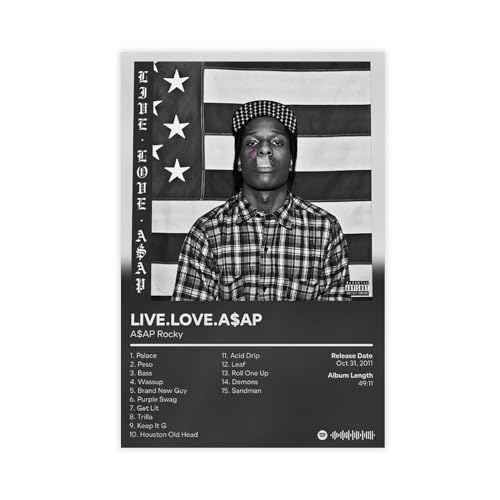 DEZARO Live Love ASAP – Musikalbum-Poster, Leinwand-Poster, Wandkunst, Dekordruck, Bild, Gemälde für Wohnzimmer, Schlafzimmer, Dekoration, ungerahmt, 50 x 75 cm von DEZARO