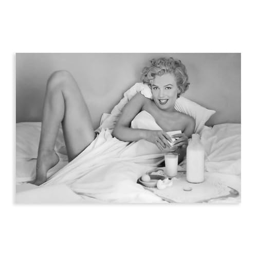 DEZARO Marilyn Monroe Frühstück im Bett Poster Leinwand Poster Wandkunst Dekor Druck Bild Gemälde für Wohnzimmer Schlafzimmer Dekoration ungerahmt 30 x 45 cm von DEZARO