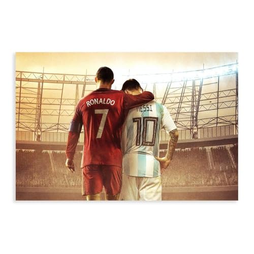 DEZARO Messi und Ronaldo – Fußballspieler-Poster, Leinwand, Poster, Schlafzimmer, Dekoration, Sport, Landschaft, Büro, Raumdekoration, Geschenk, ungerahmt, 40 x 60 cm von DEZARO