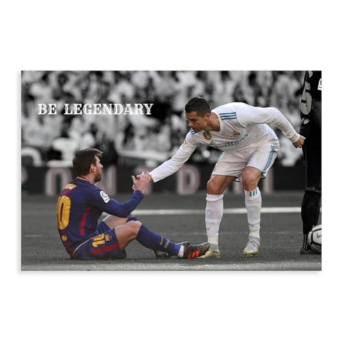 DEZARO Messi und Ronaldo – Fußballspieler-Poster, Leinwand, Poster, Schlafzimmer, Dekoration, Sport, Landschaft, Büro, Raumdekoration, Geschenk, ungerahmt, 60 x 90 cm von DEZARO
