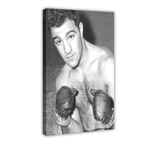 DEZARO Rocky Marciano – Retro Sportstern Poster Leinwand Poster Wandkunst Dekor Druck Bild Gemälde für Wohnzimmer Schlafzimmer Dekoration Rahmenstil 50 x 75 cm von DEZARO