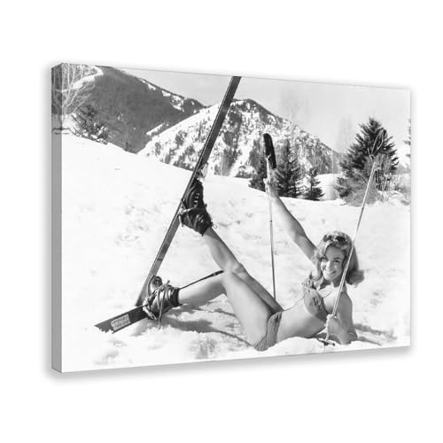 DEZARO Ski-Poster auf Leinwand, Wandkunst, Dekordruck, Bild, Gemälde für Wohnzimmer, Schlafzimmer, Dekoration, Rahmenstil, 40 x 60 cm von DEZARO