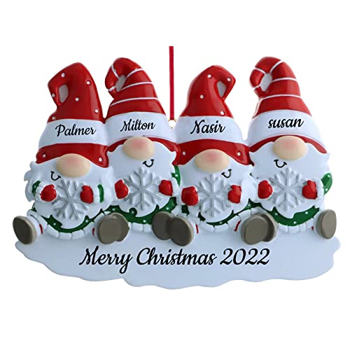 2023 Personalisierte Weihnachtsornamente Familie von 4, individueller Name Harz Ornament für Weihnachtsbaum Dekoration Urlaub Dekor kreative Geschenke von DEZUNTU