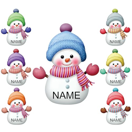 7 Stück personalisierte Weihnachtsornamente mit individuellem Namen, Schneemann, Familienornament für Weihnachtsbaumschmuck, Geschenke für Kinder, Vater, Mutter von DEZUNTU