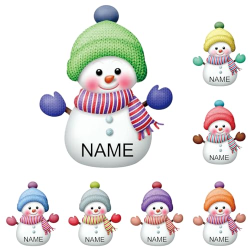 7 Stück personalisierte Weihnachtsornamente mit individuellem Namen, Schneemann, Familienornament für Weihnachtsbaumschmuck, individuelle Geschenke für Kinder, Vater, Mutter von DEZUNTU