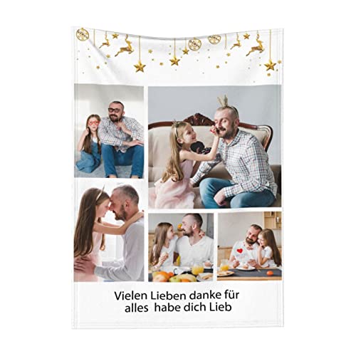 Personalisierte Decken mit Fotos Personalisierte Bildcollagendecke mit Meinen eigenen Fotos Geschenke für Vatertag, Vater, Mutter, Familie, Freunde, Paare, Hunde von DEZUNTU