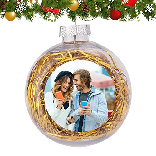 Personalisierte Foto-Weihnachtskugel-Ornamente 2023 zum Aufhängen, benutzerdefiniertes Bild, Text, Ornament, Gedenkbaum, Dekoration von DEZUNTU