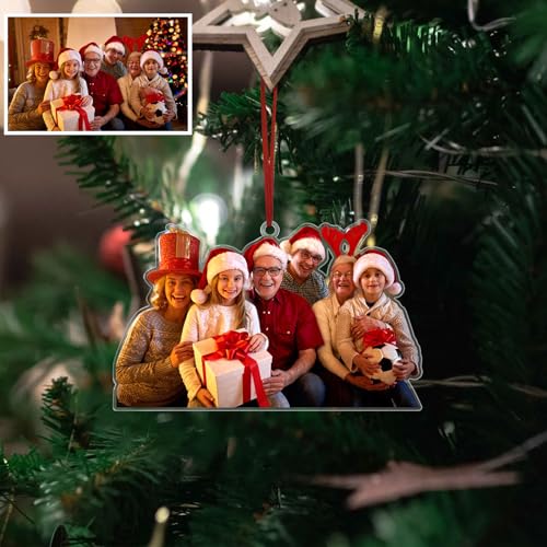 Personalisierte Fotoornamente, individuelle Weihnachtsornamente mit Ihrem Bild, individuelle Familienornamente für Weihnachtsbaum-Hängedekorationsgeschenke von DEZUNTU