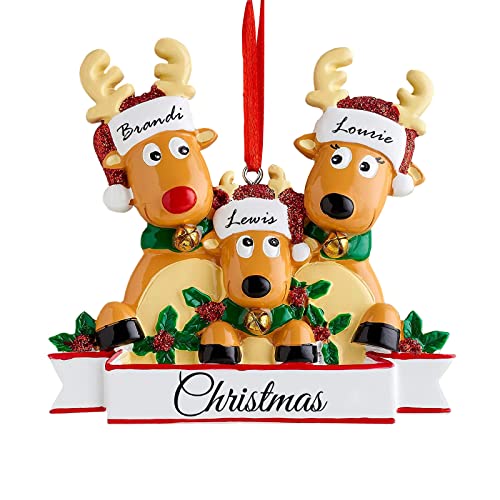Personalisierte Hirsch-Weihnachtsverzierungen 2023 Familie mit 2,3,4,5,6,7,8 Benutzerdefinierten Namen, Rentier-Weihnachtsverzierung mit Textnamen, Weihnachtsdekorationsgeschenke von DEZUNTU
