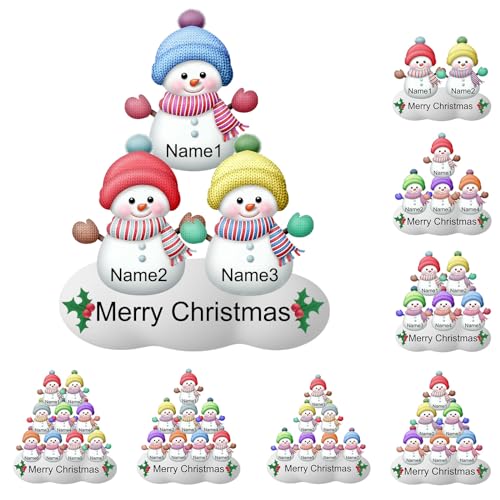 Personalisierte Ornamente für Weihnachten, individuelle Schneemann-Namensornamente, maßgeschneiderte Familien-Weihnachtsdekorationen, Weihnachtsbaum-Hängedekorationen, Geschenke von DEZUNTU