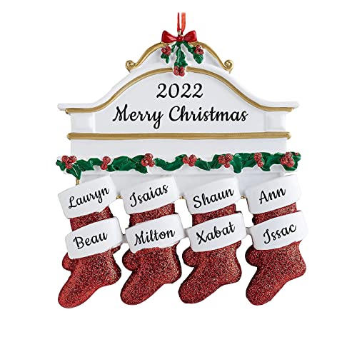 Personalisierte Weihnachtsornamente 2023 Familie von 2/3/4/5/6/7/8 Socken Benutzerdefinierte Namensgeschenke für Weihnachtsbaum, Weihnachtsbaumanhänger Kreatives Familie von 8 von DEZUNTU