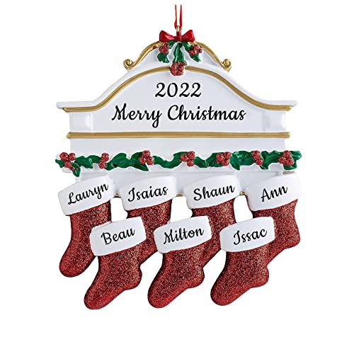 Personalisierte Weihnachtsornamente 2023 Familie von 2/3/4/5/6/7/8 Socken Benutzerdefinierte Namensgeschenke für Weihnachtsbaum, Weihnachtsbaumanhänger Kreatives Familie von 7 von DEZUNTU