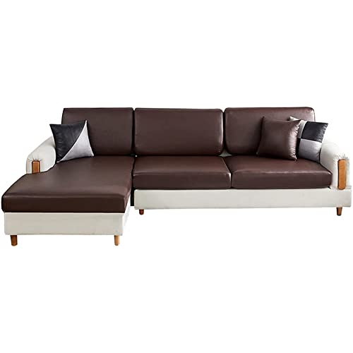 DEZYPZAM Leder Sofa Sitzkissenbezug, PU Sofakissen Elastischer Schonbezug Sitzkissenschutz, Wasserdicht Möbelschutz Husse Überzug Bezug Für Couch Sitzkissen (Dunkelbraun,2-Sitzer) von DEZYPZAM