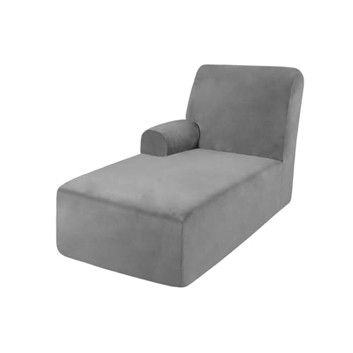 DEZYPZAM Samt Chaiselongue Schonbezüge, Chaiselongue-Bezug, Schonbezug für Links/Rechts Chaiselongue-Stuhl, Rutschfester Chaiselongue-Bezug (Grau,Links) von DEZYPZAM