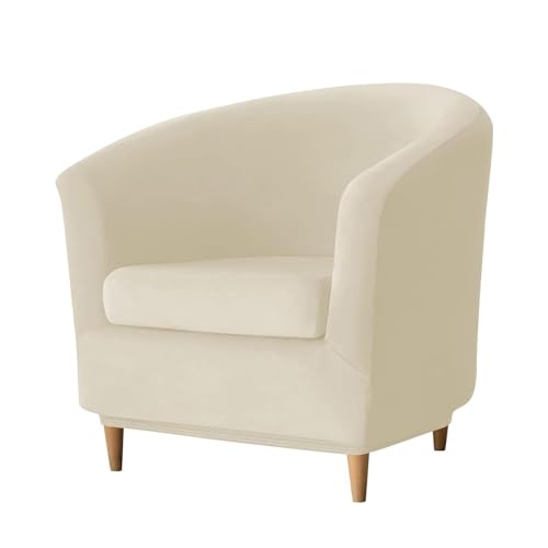 DEZYPZAM Sesselschoner | Elastisch Sesselüberwurf | Clubsesselbezug | für Cafe Stuhl Clubsessel Loungesessel Cocktailsessel Bezug (Beige) von DEZYPZAM