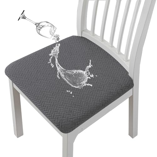DEZYPZAM Stuhlbezug Sitzfläche, Esszimmerstuhl Sitzbezug, Stuhlsitzbezüge, Stretch Stuhl Sitzbezüge, Stuhl Sitz Protector Slipcover, für Zuhause,Küche (Dunkelgrau,6er Set) von DEZYPZAM
