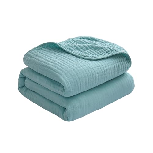 DEZYPZAM Tagesdecke 100% Baumwolle | Leichte, Atmungsaktive Sommerdecke für Erwachsene & Baby | als Kuscheldecke, Bettüberwurf, Couch-Überwurf (Blau,110x110cm) von DEZYPZAM